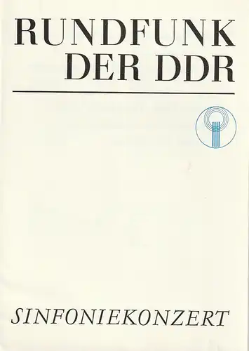 Rundfunk der DDR: Programmheft RUNDFUNK DER DDR SINFONIEKONZERT 2. ANRECHTSKONZERT  8. November 1982 Metropol-Theater. 