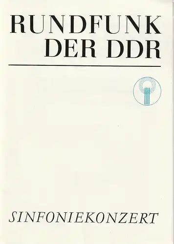 Rundfunk der DDR: Programmheft RUNDFUNK DER DDR SINFONIEKONZERT  2. ANRECHTSKONZERT 14. Januar 1980 Metropol-Theater. 
