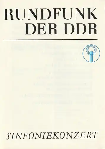 Rundfunk der DDR: Programmheft RUNDFUNK DER DDR SINFONIEKONZERT  5. ANRECHTSKONZERT 7. März 1983 Metropol-Theater. 
