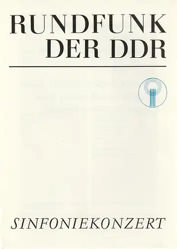 Rundfunk der DDR: Programmheft RUNDFUNK DER DDR SINFONIEKONZERT  6. ANRECHTSKONZERT 14. April 1980 Metropol-Theater. 