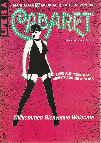Ballett, Classic und Entertainment Gastspielbüro: Programmheft  MANHATTAN MUSICAL THEATRE NEW YORK John Kander CABARET Tourneestart 14. Oktober 1993 Theater auf dem Hornwerk Nienburg. 