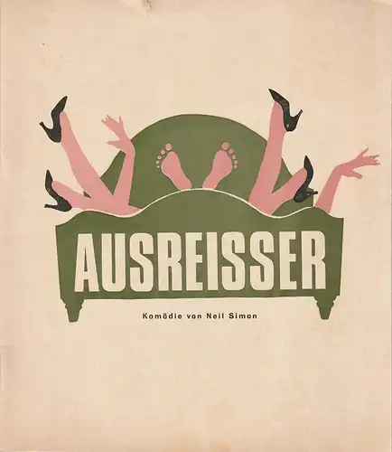 Komödie am Kurfürstendamm,Direktion Hans Wölffer,  Christian Wölffer, Wolfgang H. Koch (Fotos): Programmheft Neil Simon AUSREISSER Spielzeit 1965 / 66   ( Come blow your Horn ). 