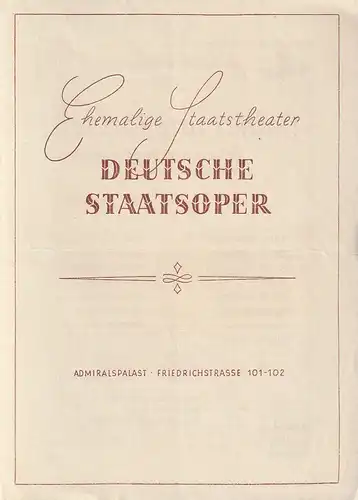 Ehemalige Staatstheater Deutsche Staatsoper: Programmheft E. Humperdinck HÄNSEL UND GRETEL 21. Dezember 1946 Admiralspalast. 