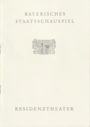 Bayerisches Staatsschauspiel, Helmut Henrichs, Dieter Hackemann: Programmheft Eugene Ionesco DIE STÜHLE Premiere 21. September 1966 Residenztheater. 