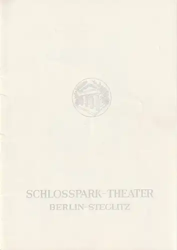 Schlosspark Theater, Boleslaw Barlog, Albert Beßler: Programmheft Tirso de Molina DON GIL VON DEN GRÜNEN HOSEN Spielzeit 1962 / 63 Heft 113. 