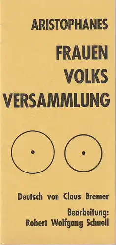 Forum Theater Berlin, Klaus Hoser, Frank Burckner: Programmheft Uraufführung Aristophanes FRAUENVOLKSVERSAMMLUNG 1969 45. Heft. 