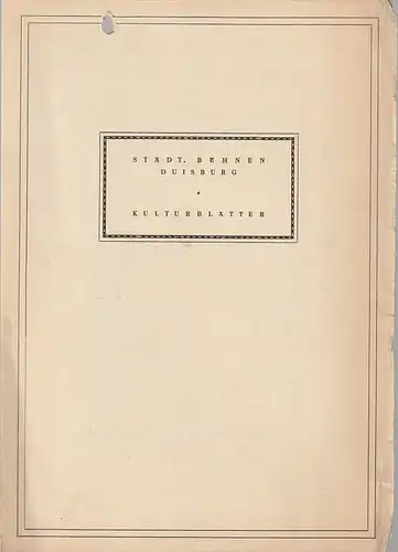 Städtische Bühnen Duisburg: Programmheft FESTLICHES KONZERT 2. Oktober 1950   Stadttheater Duisburg  Kulturblätter. 