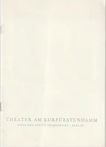 Theater am Kurfürstendamm, Bernhard Specht: Programmheft Arthur Miller DER TOD EINES HANDLUNGSREISENDEN  ab 6. Oktober 1961 Spielzeit 1961 / 62  Berliner Festwochen 1961 ( Death of a Salesman ). 