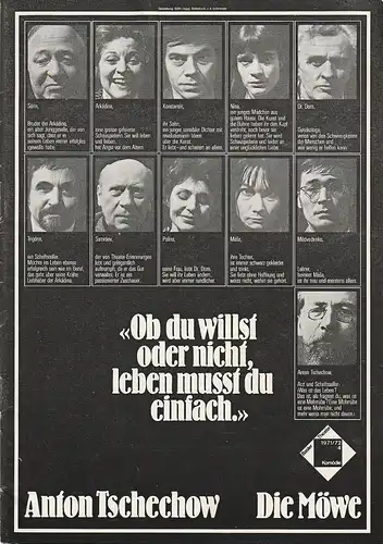 Basler Theater, Hermann Beil, Hans J. Ammann, Luis Bollinger: Programmheft Anton Tschechow DIE MÖWE Premiere 10. Dezember 1971 Spielzeit 1971 / 72 Heft 4. 