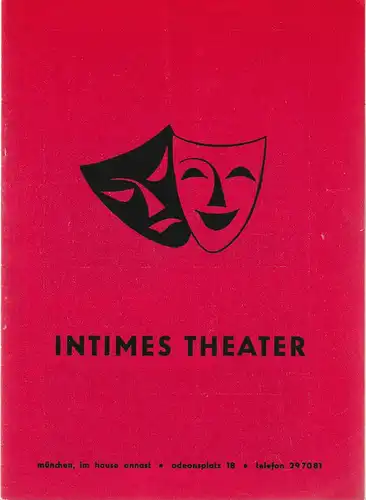 Intimes Theater München, Charly Müller: Programmheft Jean Paul Sartre DIE EHRBARE DIRNE 11. Jahrgang 1968 Heft 64. 