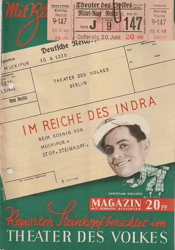 Theater des Volkes, Hans Freund: Programmheft Paul Lincke IM REICHE DES INDRA 26. Juni 1940. 