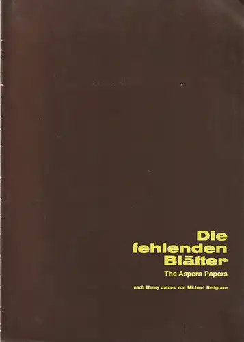 Heinz Hoffmeister Tournee, Günther Fuhrmann: Programmheft Michael Redgrave DIE FEHLENDEN BLÄTTER. 