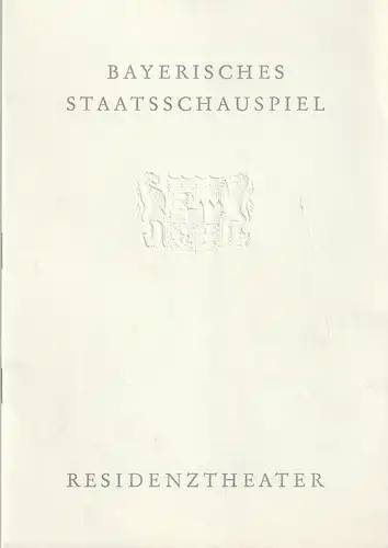 Bayerisches Staatsschauspiel Helmut Henrichs, Gerhard Reuter: Programmheft August Strindberg TOTENTANZ Premiere 1. Juni 1964  Residenztheater Blätter des Bayerischen Staatsschauspiels. 
