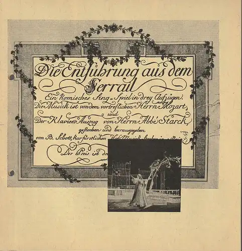 Württembergische Staatstheater Stuttgart, Jörg Wehmeier, Hanns Rückle, Eberhart Uebe, Gerd Richter: Programmheft Wolfgang Amadeus Mozart DIE ENTFÜHRUNG AUS DEM SERAIL 6. Oktober 1964 Großes Haus. 