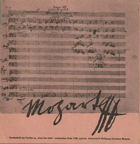 WürttembergischeStaatstheater Stuttgart, Jörg Wehmeier, Hanns Rückle, Eberhart Uebe, Gerd Richter: Programmheft Wolfgang Amadeus Mozart COSI FAN TUTTE 7. Oktober 1965 Großes Haus. 