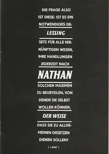 Eduard-von-Winterstein-Theater Annaberg, Peter Löpelt, Gerald Kretzschmar, Siegfried Gärtner: Programmheft Gotthold Ephraim Lessing NATHAN DER WEISE Spielzeit 1987 / 88 Heft 16. 