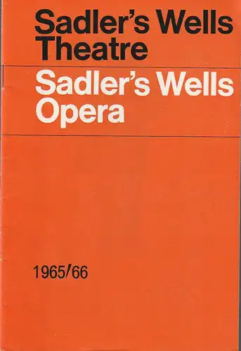 Sadler´s Wells Theatre, Sadler´s Wells Opera: Programmheft Georges Bizet CARMEN 18 September 1965 Spielzeit 1965 / 66. 