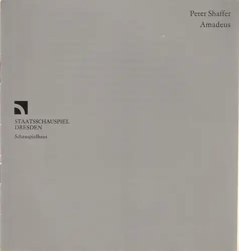 Staatsschauspiel Dresden, Gerhard Wolfram, Johannes Richter, Christoph Ehbets: Programmheft Peter Shaffer AMADEUS Premiere 1. März 1985 Schauspielhaus. 
