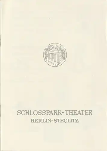 Schlosspark Theater Berlin-Steglitz, Boleslaw Barlog, Alfred Beßler: Programmheft Anton Tschechow ONKEL WANJA Spielzeit 1958 / 59 Heft 77. 