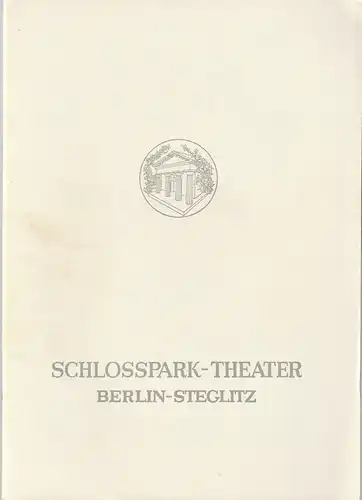 Schlosspark Theater Berlin-Steglitz, Boleslaw Barlog, Alfred Beßler: Programmheft Moliere DER MENSCHENFEIND Spielzeit 1958 / 59 Heft 76   ( Le Misanthrope ). 