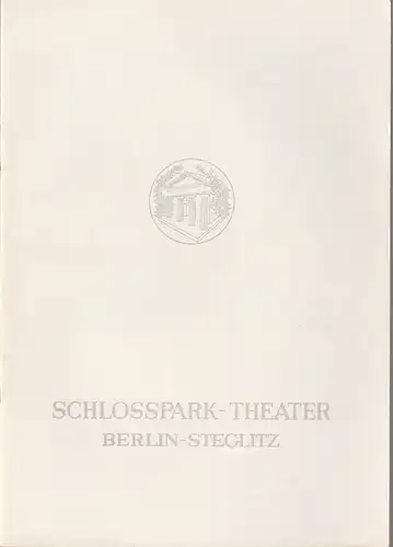 Schlosspark Theater Berlin-Steglitz, Boleslaw Barlog, Albert Beßler: Programmheft William Saroyan DIE PARISER KOMÖDIE Spielzeit 1959 / 60 Heft 88. 