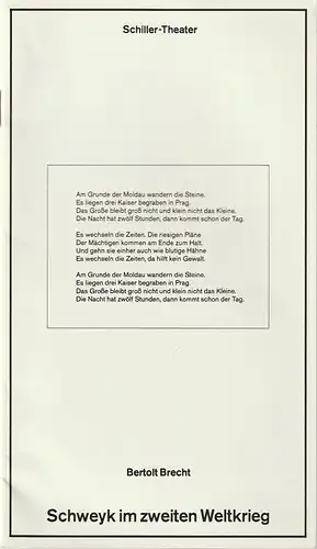 Staatliche Schauspielbühnen Berlin, Hans Lietzau, Peter Wilke: Programmheft Brecht / Eisler SCHWEYK IM ZWEITEN WELTKRIEG  Premiere 9. Juni 1979  Schiller Theater Spielzeit 1978 / 79 Heft 116. 