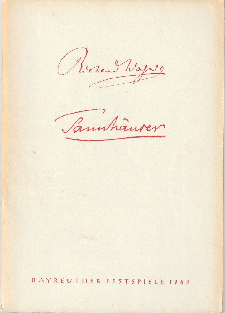 Bayreuther Festspiele, Wieland Wagner Programmheft Richard Wagner