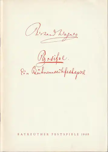 Bayreuther Festspiele, Wolfgang Wagner, Herbert Barth: Programmheft Richard Wagner PARSIFAL Bayreuther Festspiele 1969. 