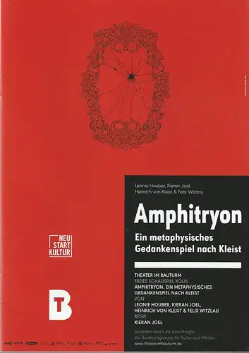 Theater im Bauturm  Freies Schauspiel Köln, Rene Michaelsen, Laurenz Leky: Programmheft Houber / Joel / Kleist / Witzlau AMPHITRYON Premiere 13. Mai 2022. 