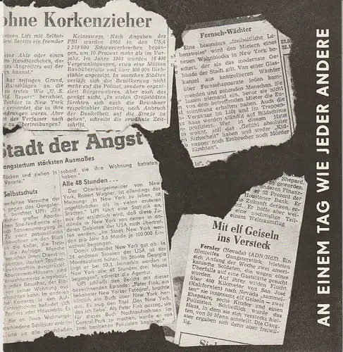 Mecklenburgisches Staatstheater Schwerin, Rudi Kostka, Wolfgang Wöhlert: Programmheft Joseph Hayes AN EINEM TAG WIE JEDER ANDERE Premiere 30. Januar 1965 Spielzeit 1965 / 66 Heft 15. 