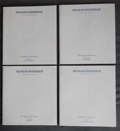 Deutsche Oper Berlin, Götz Friedrich, Günther Uecker ( Prägung der Titelseite ), Karin Heckermann, Barbara Hering, Peter Kain, Curt A. Roesler: 4 Programmhefte Richard Wagner DER RING DES NIBELUNGEN Der "Berliner Ring" komplett 1984 / 1985. 