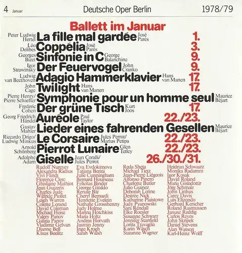 Deutsche Oper Berlin, Siegfried Palm: Programmheft Richard Strauss ELEKTRA Spielzeit 1978 / 79 Nr. 4 Januar. 