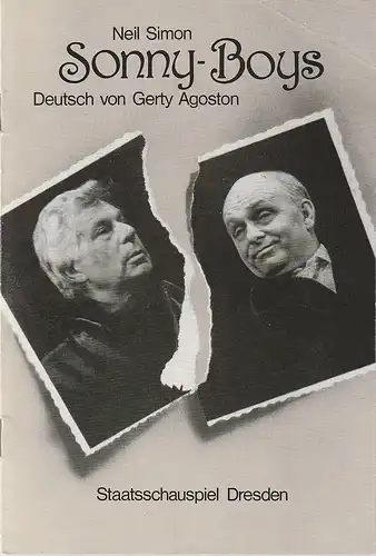 Staatsschauspiel Dresden, Gerhard Wolfram, Karla Kochta, Jürgen Haufe: Programmheft Neil Simon SONNY-BOYS Premiere 24. Februar 1984. 