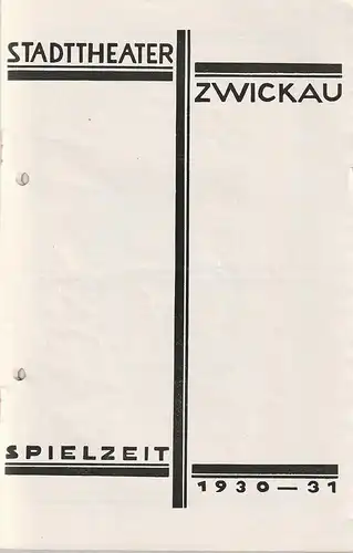 Stadttheater Zwickau, Stadttheater Reichenbach, Wolfgang Poppe: Programmheft Curt Goetz INGEBORG 2. Januar 1931 Spielzeit 1930  31. 