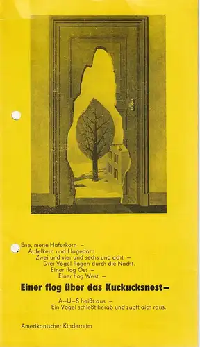 Landesbühnen Sachsen, Alfred Lübke, Rosemarie Dietrich, Margitta Jänsch, Ekkehard Walter: Programmheft Dale Wassermann EINER FLOG ÜBER DAS KUCKUCKSNEST Premiere 25.+26. Januar 1986 Spielzeit 1985 / 86 Heft 6. 