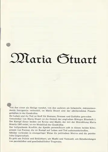 Theater der Stadt Plauen, Klaus Krampe, Christa Stöß: Programmheft Friedrich Schiller MARIA STUART Premiere 14. Mai 1988 Spielzeit 1987 / 88 Nr. 12. 