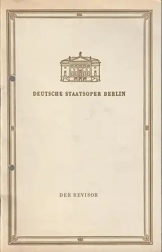 Deutsche Staatsoper Berlin, Werner Otto, Werner Klemke: Programmheft Werner Egk DER REVISOR 14. Janauar 1958. 
