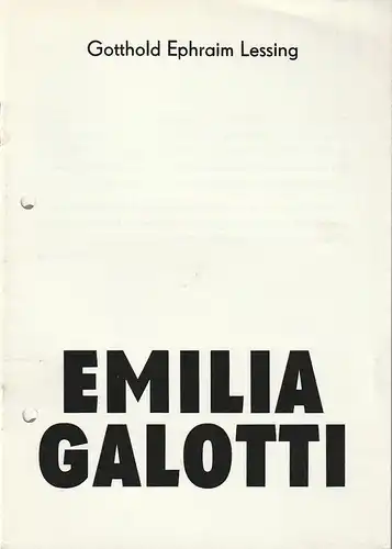 Theater der Stadt Plauen, Klaus Krampe, Christian Pöllmann: Programmheft Gotthold Ephraim Lessing EMILIA GALOTTI Premiere 5. Oktober 1986 Spielzeit 1986 / 87 Nr. 2. 