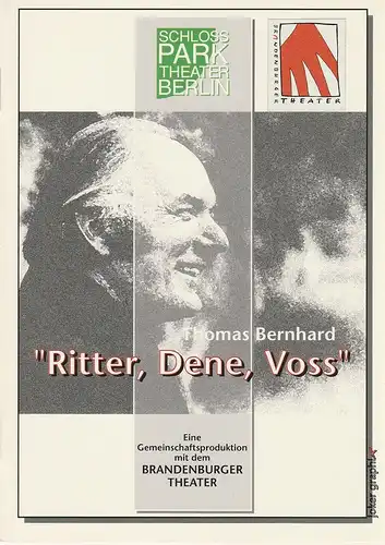 Schloßpark-Theater Berlin, Heribert Sasse, Michael Schindlbeck: Programmheft Thomas Bernhard RITTER, DENE, VOSS Premiere 13. September 1996. 