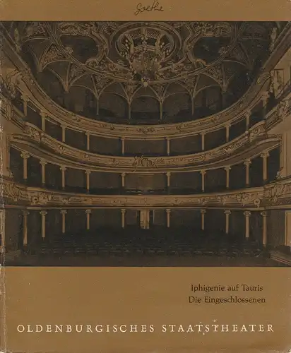 Oldenburgisches Staatstheater, Jochen Bernauer: Programmheft Goethe / Sartre IPHIGENIE AUF TAURIS / DIE EINGESCHLOSSENEN Spielzeit 1960 / 61 Heft 3. 