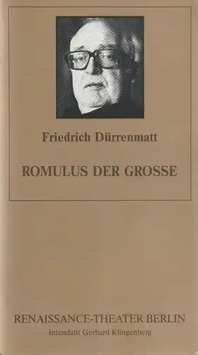 Neue Theater-Betriebs GmbH, Renaissance-Theater, Gerhard Klingenberg, Lothar Ruff: Programmheft Friedrich Dürrenmatt ROMULUS DER GROSSE Premiere 8. Mai 1993 Heft 5. 