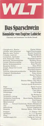 Westfälisches Landestheater, Herbert Hauck, Ernst Franz, Norbert-Arnold Rustemeyer: Programmheft Eugene Labiche DAS SPARSCHWEIN Premiere 23. Februar 1982. 