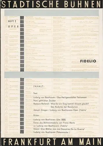 Städtische Bühnen Frankfurt am Main, Harry Buckwitz, Helmut Krapp, Otfried Büthe, Rudi Seitz: Programmheft Ludwig van Beethoven FIDELIO Spielzeit 1959 / 60 Heft 2. 