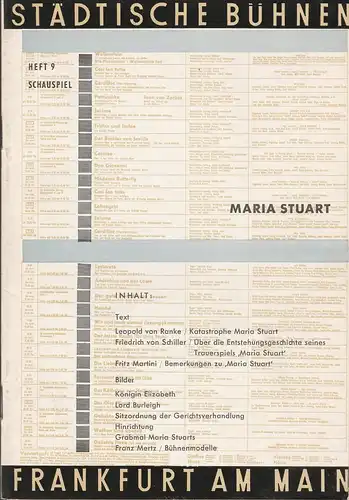 Städtische Bühnen Frankfurt am Main, Harry Buckwitz, Günter Skopnik, Rudi Seitz: Programmheft Friedrich Schiller MARIA STUART 20. Februar 1959 Grosses Haus Spielzeit 1958 / 59 Heft 9. 