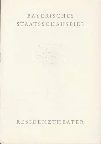 Bayerisches Staatsschauspiel, Helmut Henrichs, Wolfgang Kirchner: Programmheft William Shakespeare KÖNIG LEAR Premiere  25. Mai 1962 Residenztheater Spielzeit 1961 / 62 Heft 8. 