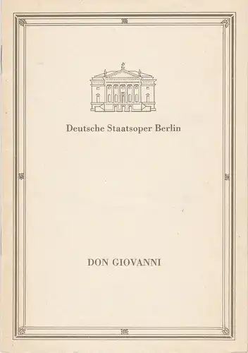 Deutsche Staatsoper Berlin, Deutsche Demokratische Republik, Sigrid Neef, Wolfgang Jerzak, Rolf Kanzler, Lutz Colberg: Programmheft Wolfgang Amadeus Mozart DON GIOVANNI 6. April 1989. 