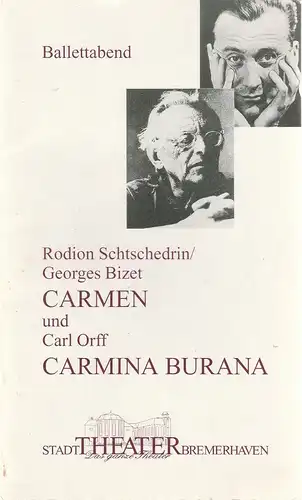 Stadttheater Bremerhaven, Peter Grisebach, Natalia Feijoo: Programmheft BALLETTABEND Premiere 30. September 1995 Spielzeit 1995 / 96 Heft 5. 