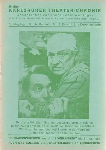 Franz Josef Wehinger: Kleine Karlsruher Theater-Chronik 3. Jahrgang 14. Kapitel 6. 10. - 14. 11. Dezember 1969. 