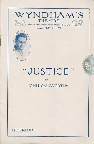 Wyndham´s Theatre, Leon M. Lion: Programmheft John Galsworthy JUSTICE. 