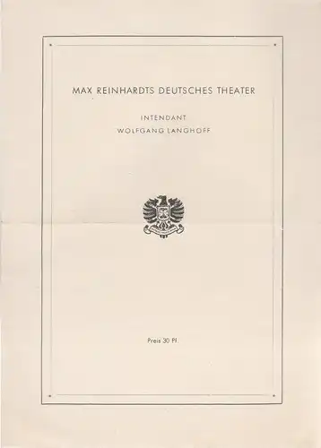 Max Reinhardts Deutsches Theater, Wolfgang Langhoff: Theaterzettel Moliere TARTUFFE oder DER SCHEINHEILIGE BETRÜGER. 